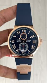 Ulysse Nardin Marine Chronometer Mavi Kadran 43mm Rose Replika Saat