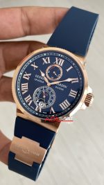Ulysse Nardin Marine Chronometer Mavi Kadran 43mm Rose Replika Saat
