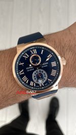 Ulysse Nardin Marine Chronometer Mavi Kadran 43mm Rose Replika Saat