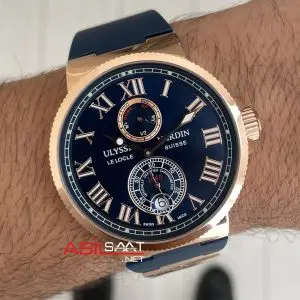Ulysse Nardin Marine Chronometer Mavi Kadran 43mm Rose Replika Saat