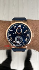 Ulysse Nardin Marine Chronometer Mavi Kadran 43mm Rose Replika Saat