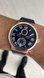 Ulysse Nardin Marine Chronometer Mavi Kadran 43mm Rose Replika Saat