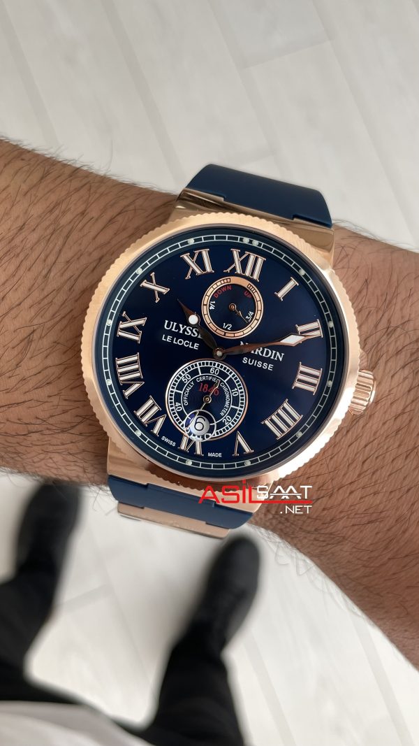 Ulysse Nardin Marine Chronometer Mavi Kadran 43mm Rose Replika Saat
