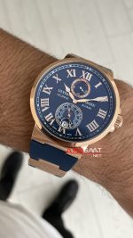 Ulysse Nardin Marine Chronometer Mavi Kadran 43mm Rose Replika Saat