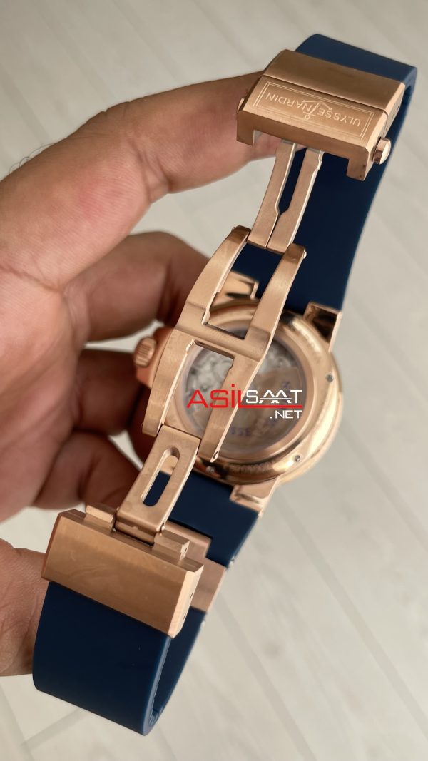 Ulysse Nardin Marine Chronometer Mavi Kadran 43mm Rose Replika Saat