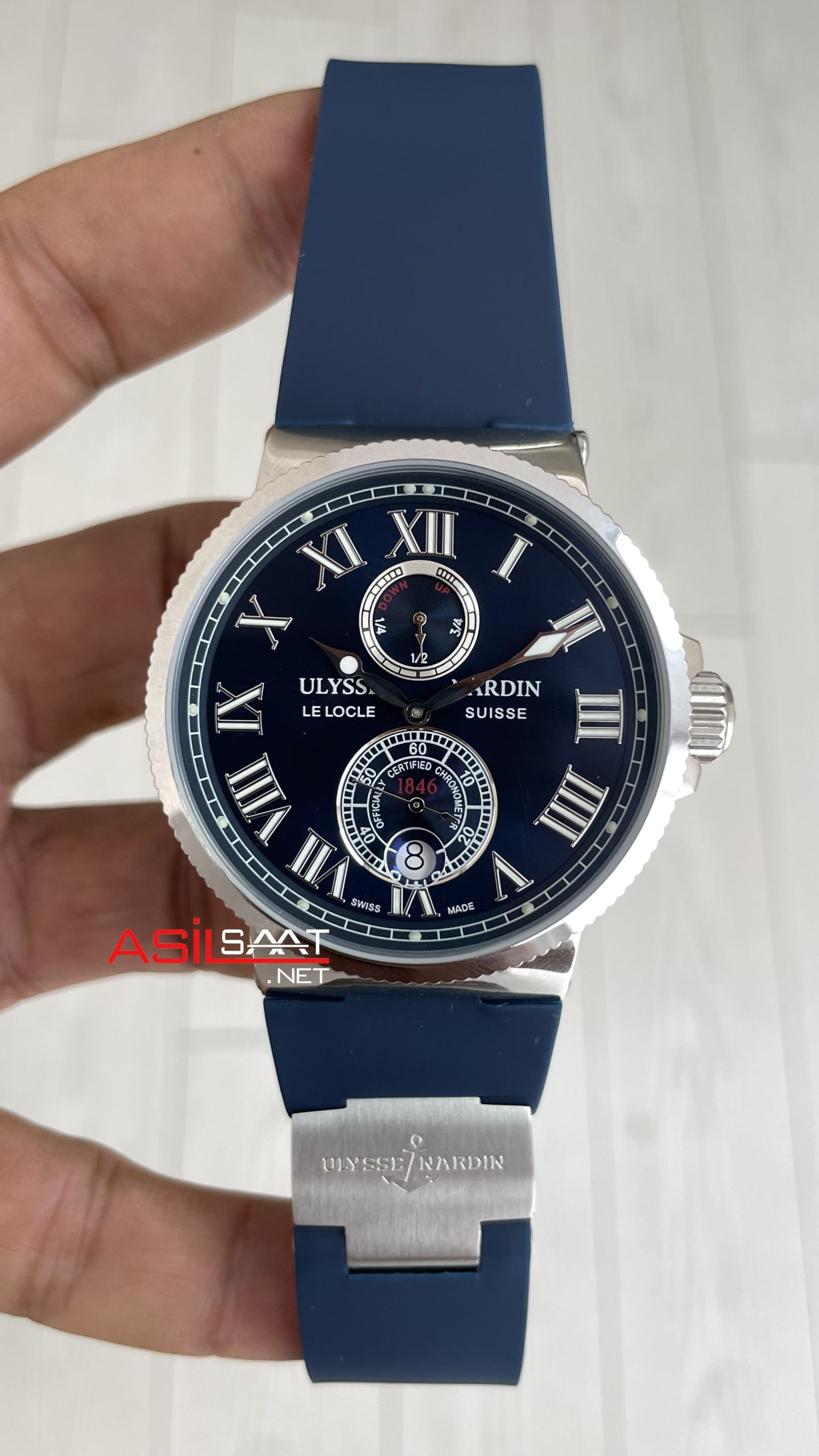 Ulysse Nardin Marine Chronometer Mavi Kadran 43mm Silver Replika Saat Ulysse Nardin Marine Chronometer Mavi Kadran 43mm Silver Replika Saat