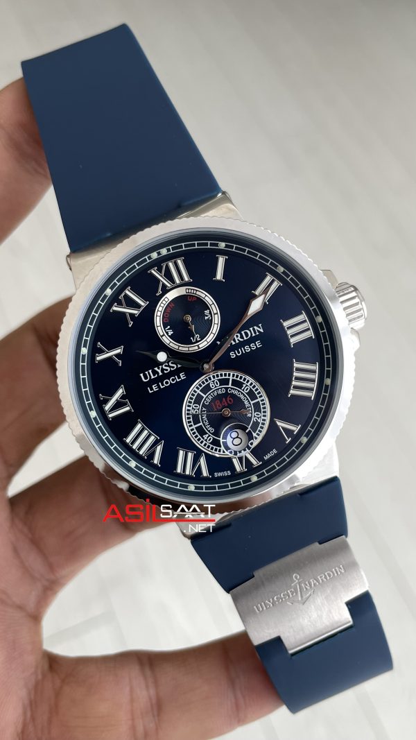 Ulysse Nardin Marine Chronometer Mavi Kadran 43mm Silver Replika Saat Ulysse Nardin Marine Chronometer Mavi Kadran 43mm Silver Replika Saat