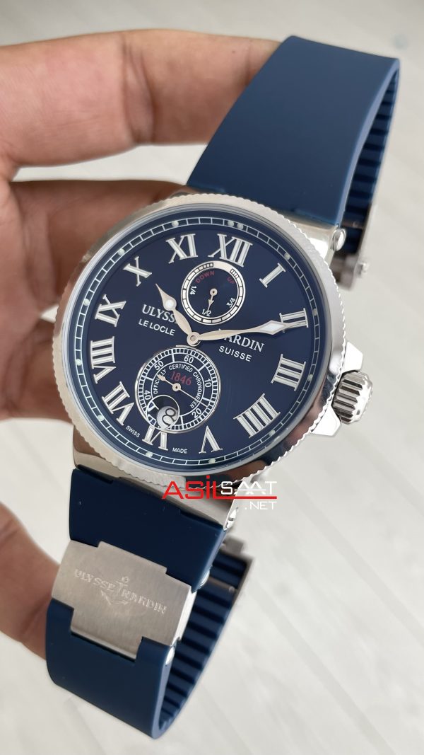 Ulysse Nardin Marine Chronometer Mavi Kadran 43mm Silver Replika Saat Ulysse Nardin Marine Chronometer Mavi Kadran 43mm Silver Replika Saat