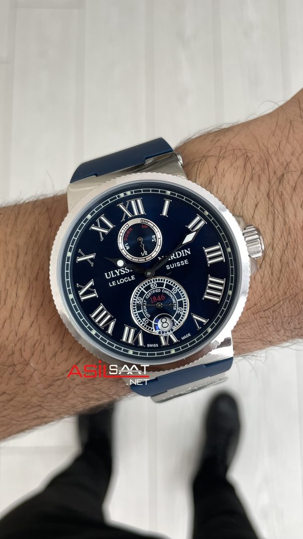 Ulysse Nardin Marine Chronometer Mavi Kadran 43mm Silver Replika Saat Ulysse Nardin Marine Chronometer Mavi Kadran 43mm Silver Replika Saat