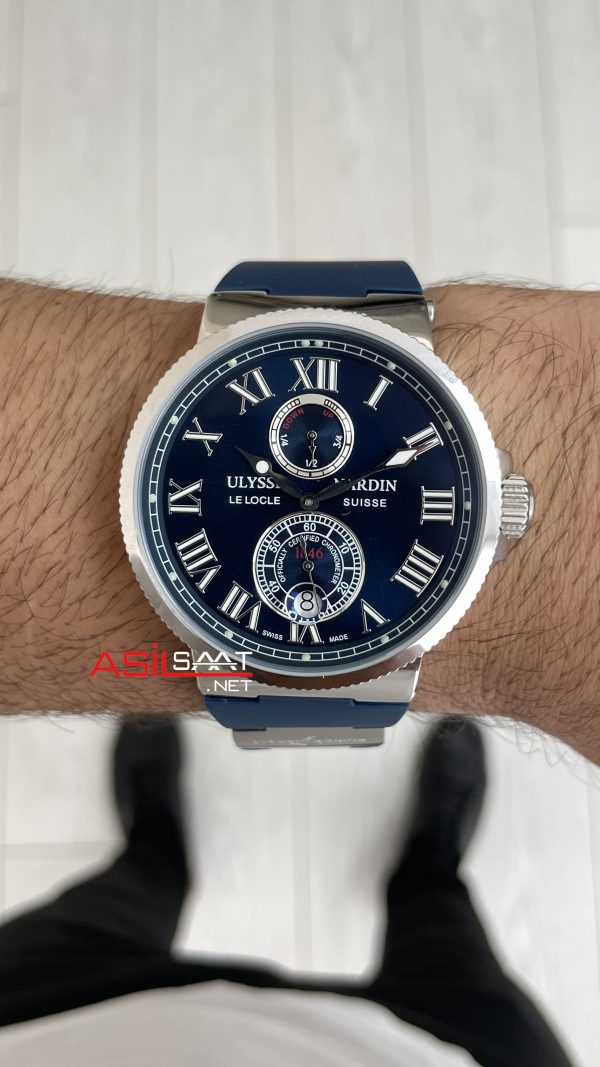 Ulysse Nardin Marine Chronometer Mavi Kadran 43mm Silver Replika Saat Ulysse Nardin Marine Chronometer Mavi Kadran 43mm Silver Replika Saat
