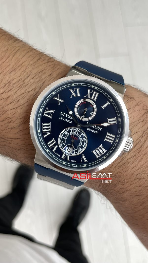 Ulysse Nardin Marine Chronometer Mavi Kadran 43mm Silver Replika Saat Ulysse Nardin Marine Chronometer Mavi Kadran 43mm Silver Replika Saat