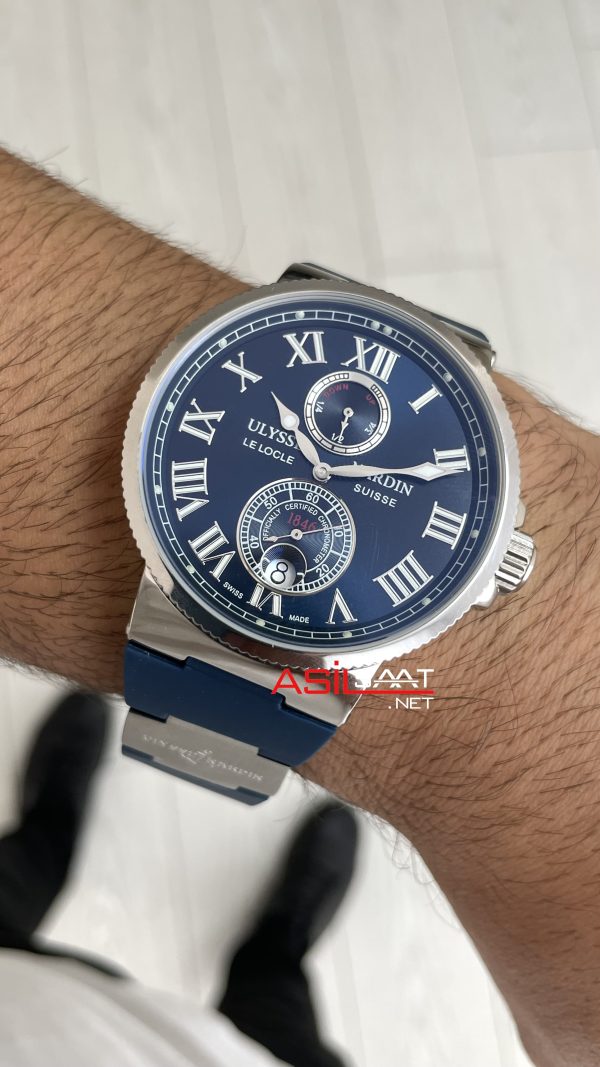 Ulysse Nardin Marine Chronometer Mavi Kadran 43mm Silver Replika Saat Ulysse Nardin Marine Chronometer Mavi Kadran 43mm Silver Replika Saat