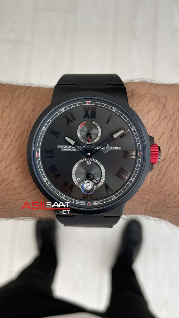 Ulysse Nardin Marine Chronometer Officially Certified DLC 43mm Siyah Kadran Replika Saat