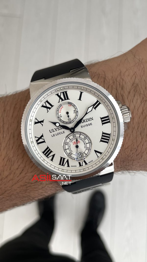 Ulysse Nardin Maxi Marine Chronometer Beyaz Kadran 43mm Silver Replika Saat