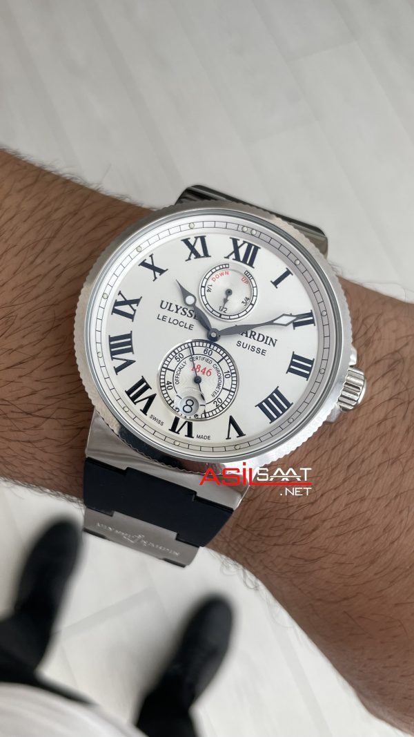 Ulysse Nardin Maxi Marine Chronometer Beyaz Kadran 43mm Silver Replika Saat