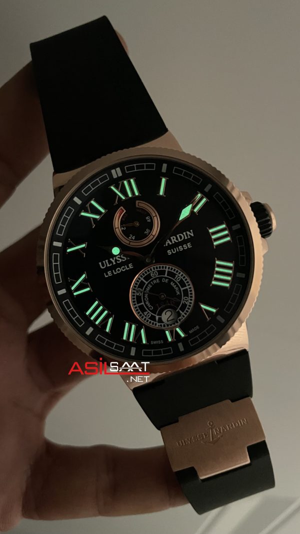 Ulysse Nardin Maxi Marine Chronometer Siyah Kadran 43mm Rose Replika Saat