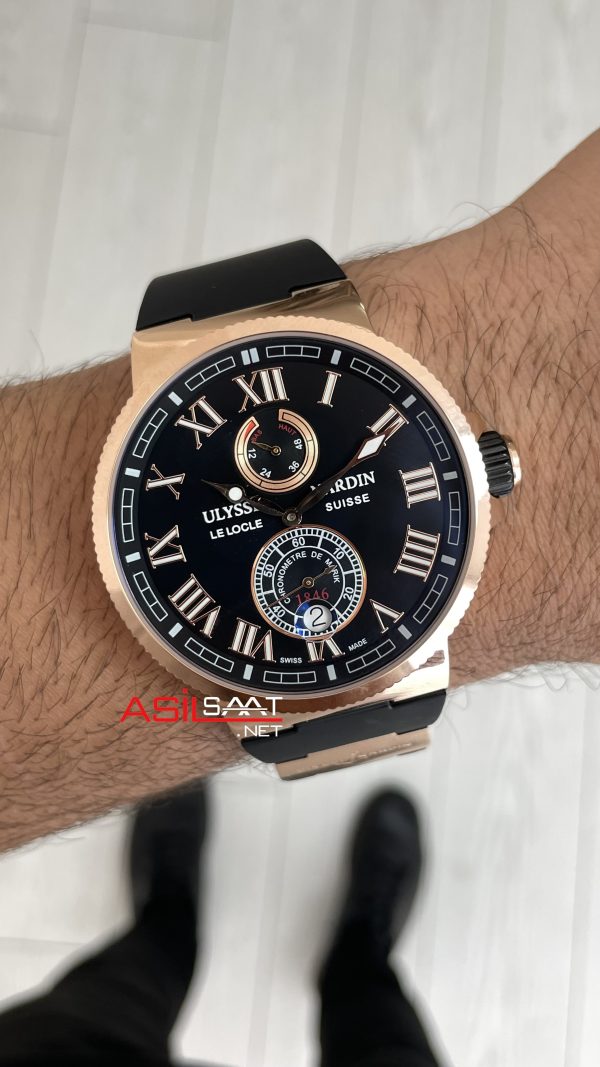 Ulysse Nardin Maxi Marine Chronometer Siyah Kadran 43mm Rose Replika Saat