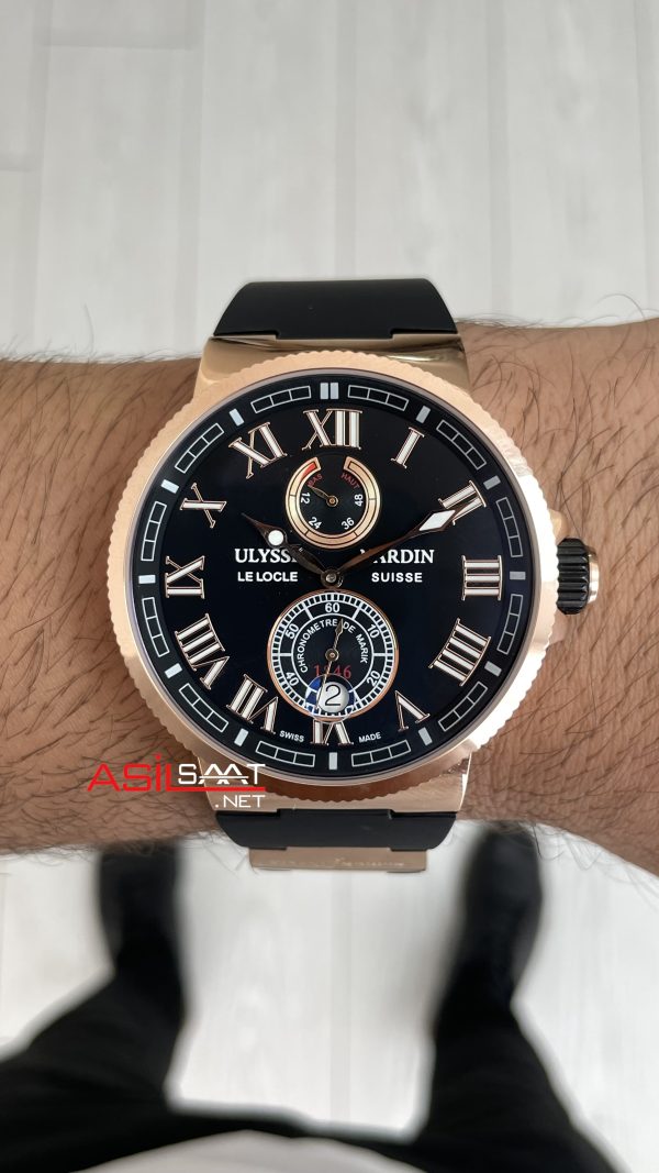 Ulysse Nardin Maxi Marine Chronometer Siyah Kadran 43mm Rose Replika Saat