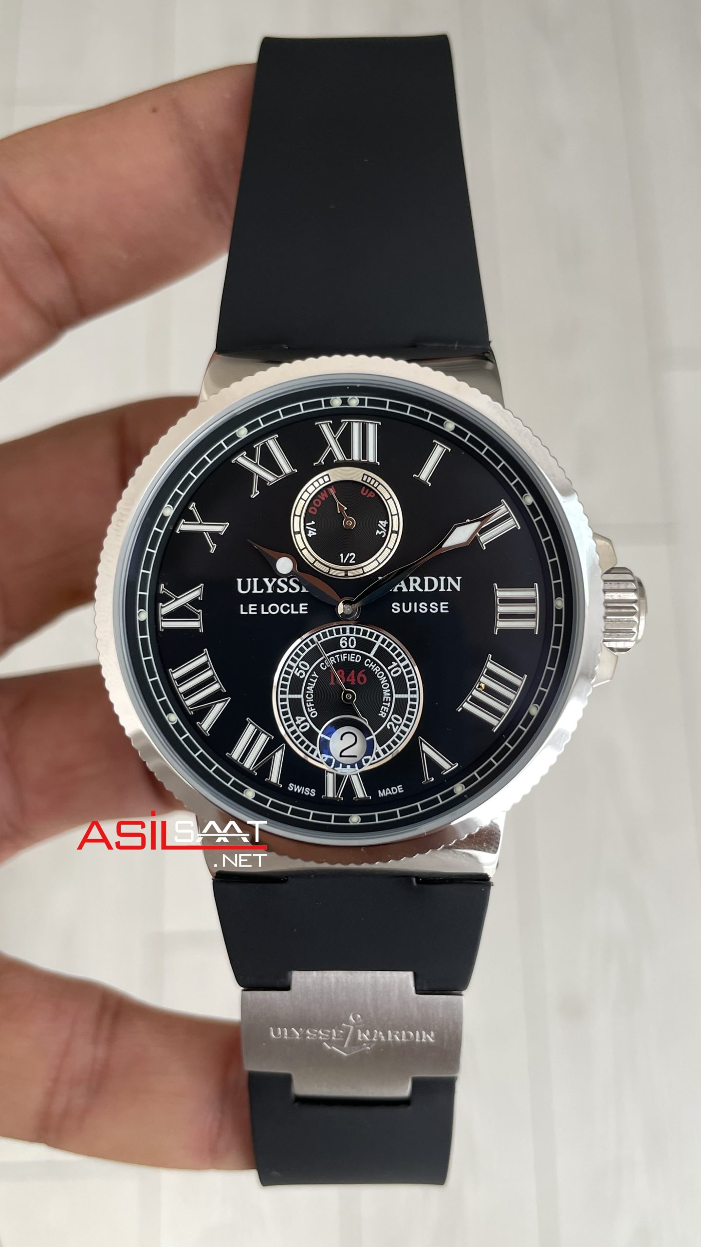 Ulysse Nardin Maxi Marine Chronometer Siyah Kadran 43mm Silver Replika Saat Ulysse Nardin Maxi Marine Chronometer Siyah Kadran 43mm Silver Replika Saat