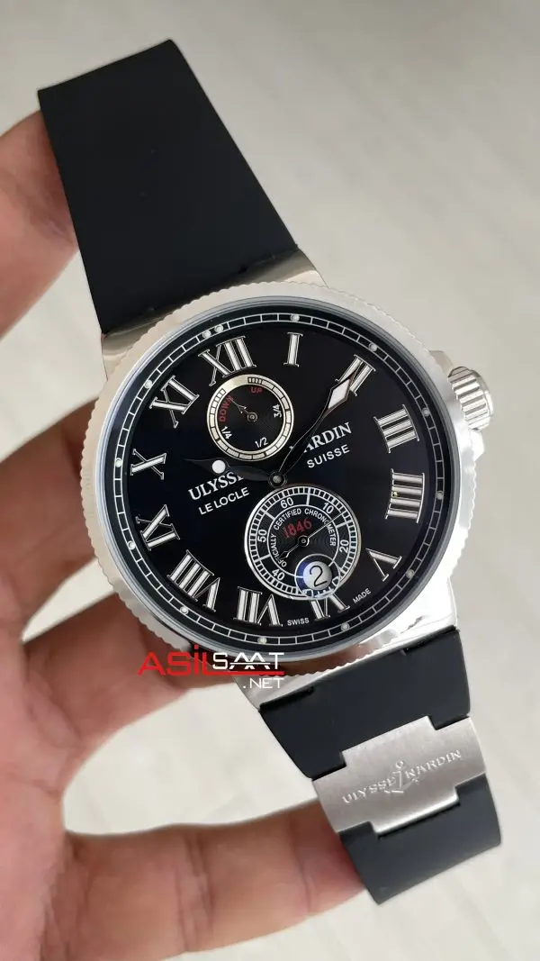 Ulysse Nardin Maxi Marine Chronometer Siyah Kadran 43mm Silver Replika Saat