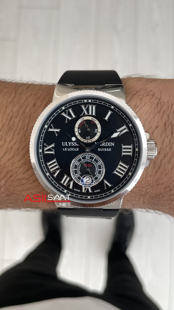 Ulysse Nardin Maxi Marine Chronometer Siyah Kadran 43mm Silver Replika Saat Ulysse Nardin Maxi Marine Chronometer Siyah Kadran 43mm Silver Replika Saat