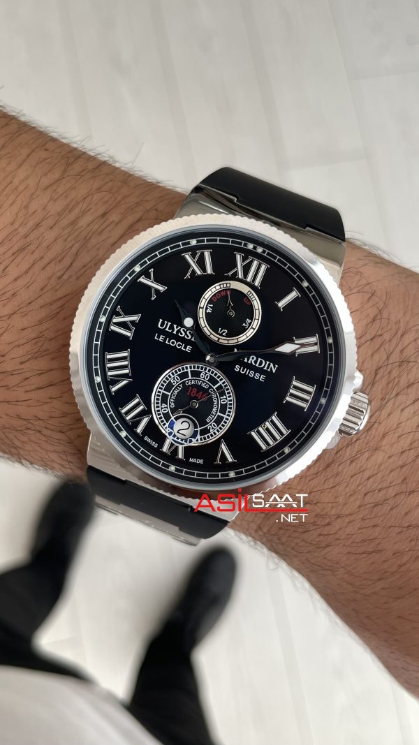 Ulysse Nardin Maxi Marine Chronometer Siyah Kadran 43mm Silver Replika Saat Ulysse Nardin Maxi Marine Chronometer Siyah Kadran 43mm Silver Replika Saat