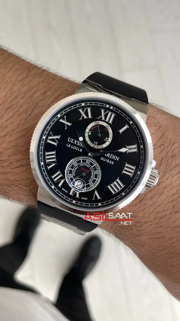Ulysse Nardin Maxi Marine Chronometer Siyah Kadran 43mm Silver Replika Saat