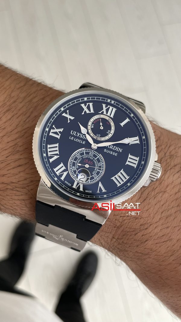Ulysse Nardin Maxi Marine Chronometer Siyah Kadran 43mm Silver Replika Saat Ulysse Nardin Maxi Marine Chronometer Siyah Kadran 43mm Silver Replika Saat