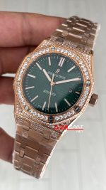 Audemars Piguet Royal Oak Diamond 15400OR Rose Yeşil Kadran Replika Saat