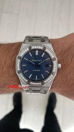 Audemars Piguet Royal Oak Diamond 15400ST Mavi Kadran Replika Saat