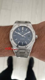 Audemars Piguet Royal Oak Diamond 15400ST Mavi Kadran Replika Saat