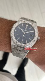 Audemars Piguet Royal Oak Diamond 15400ST Mavi Kadran Replika Saat
