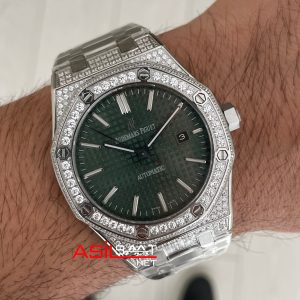 Audemars Piguet Royal Oak Diamond 15400ST Yeşil Kadran Replika Saat