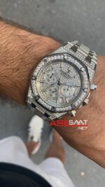Audemars Piguet Royal Oak Diamond Silver Replika Saat APRD001