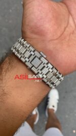 Audemars Piguet Royal Oak Diamond Silver Replika Saat APRD001