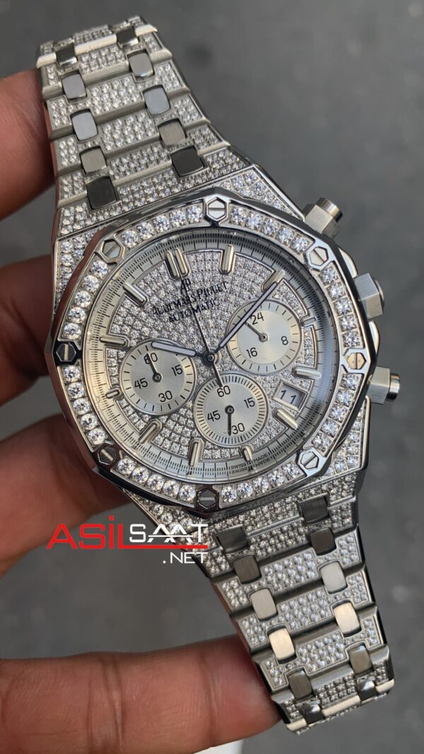 Audemars Piguet Royal Oak Diamond Silver Replika Saat APRD001 Audemars Piguet Royal Oak Diamond Silver Replika Saat APRD001