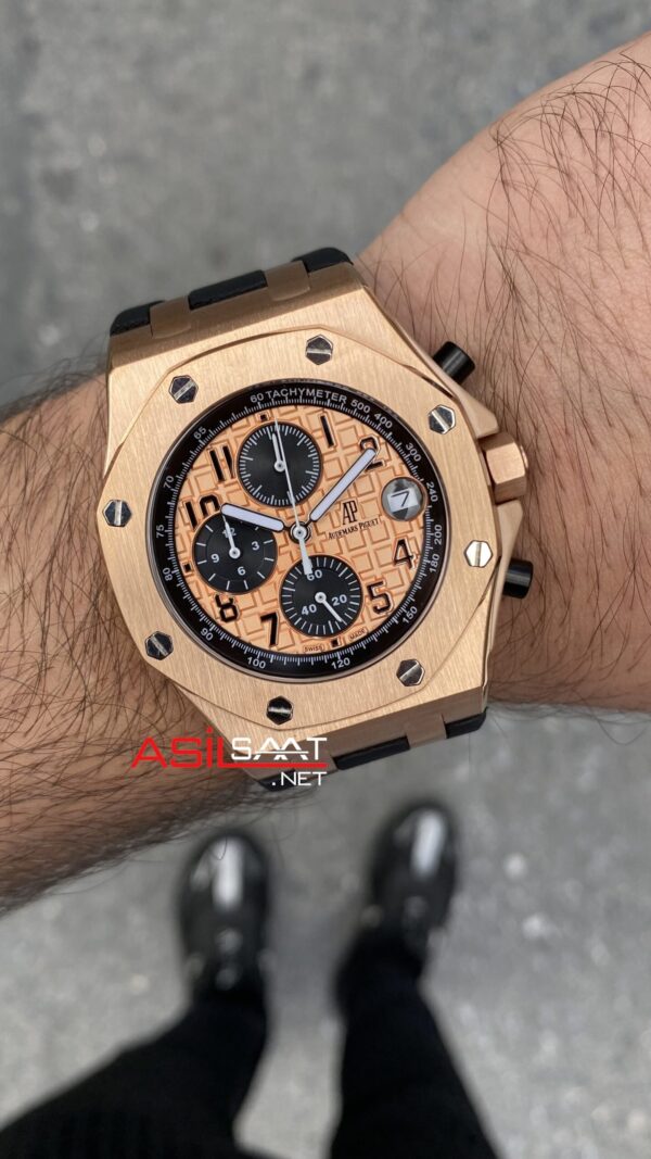 Audemars Piguet Royal Oak Offshore Chronograph 42 mm Rosegold Replika Saat APOS021 Audemars Piguet Royal Oak Offshore Chronograph 42 mm Rosegold Replika Saat APOS021