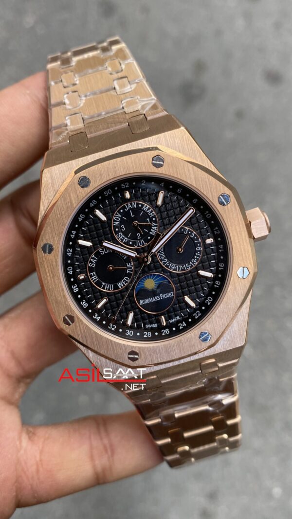 Audemars Piguet Royal Oak Perpetual Calendar 26574OR Siyah 41 mm Rose Replika Saat