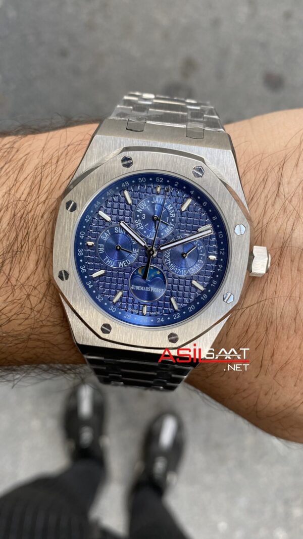 Audemars Piguet Royal Oak Perpetual Calendar 26574ST Mavi Replika Saat Audemars Piguet Royal Oak Perpetual Calendar 26574ST Mavi Replika Saat