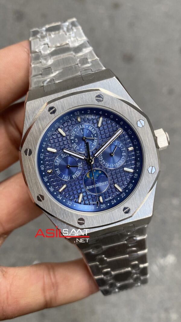 Audemars Piguet Royal Oak Perpetual Calendar 26574ST Mavi Replika Saat Audemars Piguet Royal Oak Perpetual Calendar 26574ST Mavi Replika Saat