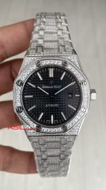 Audemars Piguet Royal Oak Siyah Kadran 15400ST Diamond Silver Replika Saat