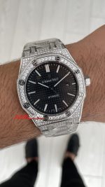 Audemars Piguet Royal Oak Siyah Kadran 15400ST Diamond Silver Replika Saat