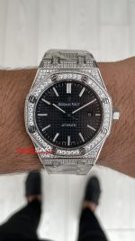 Audemars Piguet Royal Oak Siyah Kadran 15400ST Diamond Silver Replika Saat