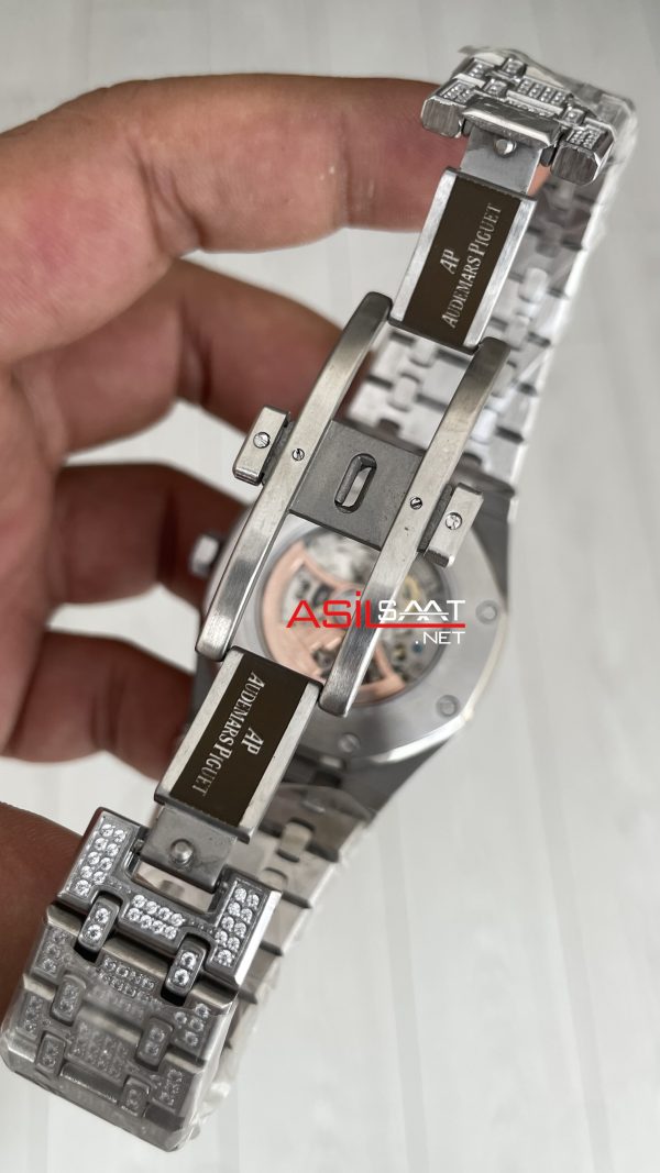 Audemars Piguet Royal Oak Siyah Kadran 15400ST Diamond Silver Replika Saat