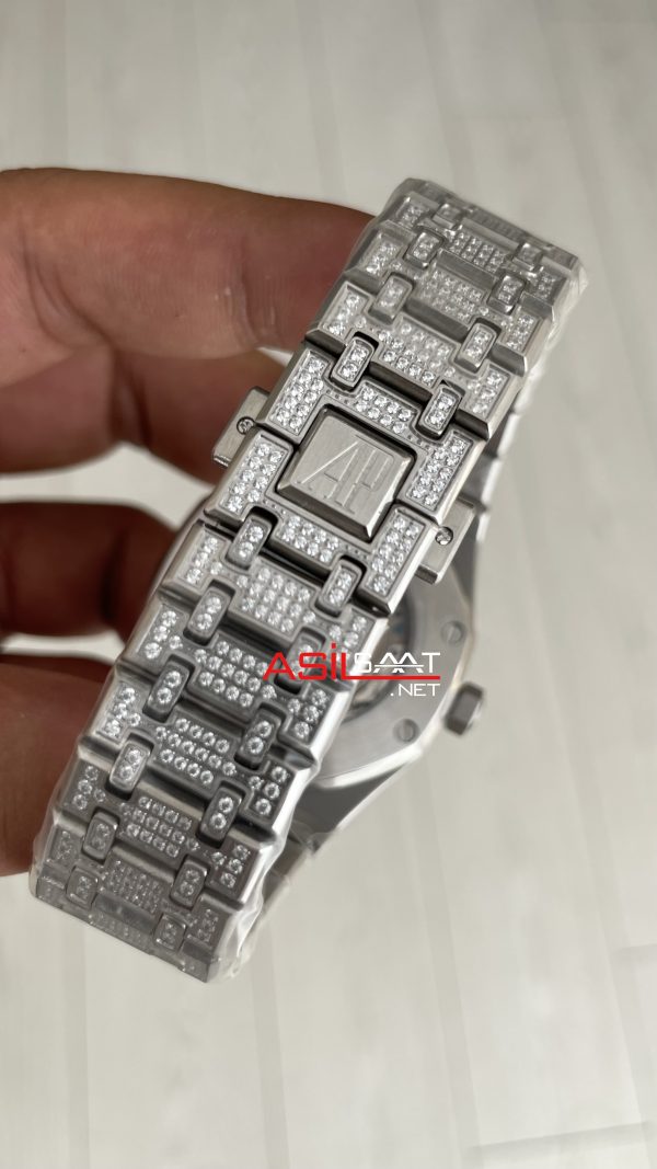 Audemars Piguet Royal Oak Siyah Kadran 15400ST Diamond Silver Replika Saat