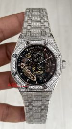 Audemars Piguet Royal Oak Skeleton 15407ST Double Balance iskelet Diamond Silver Replika Saat