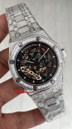 Audemars Piguet Royal Oak Skeleton 15407ST Double Balance iskelet Diamond Silver Replika Saat