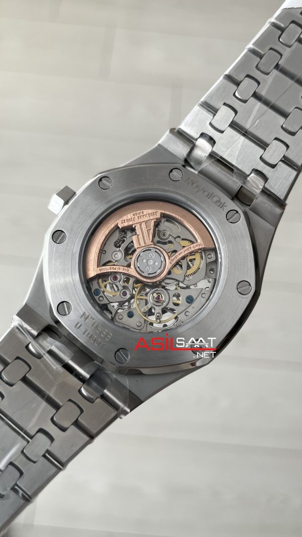 Audemars Piguet Royal Oak Skeleton 15407ST Double Balance iskelet Diamond Silver Replika Saat