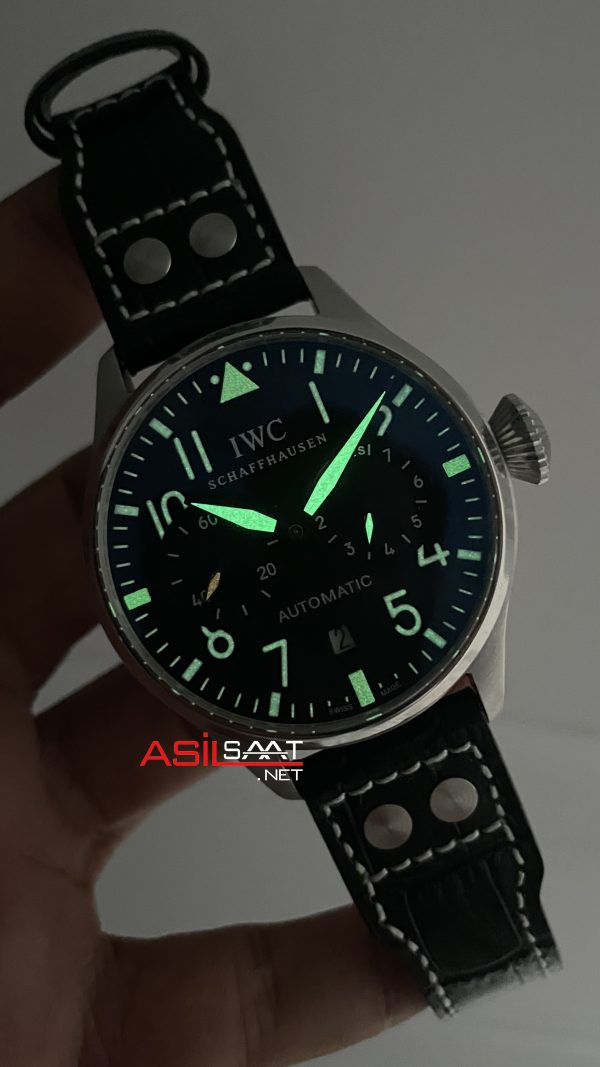 Iwc Big Pilot Spitfire Seven Days Siyah Kadran 46mm Silver Replika Saat