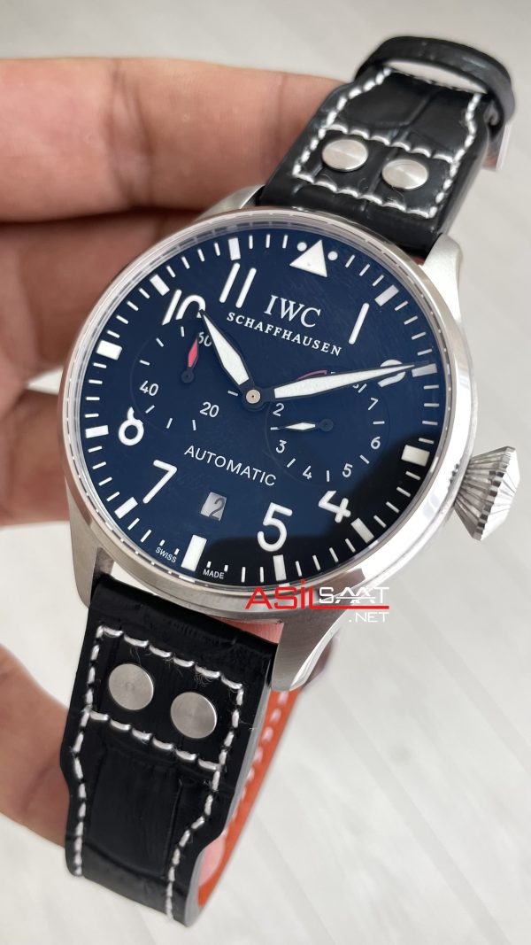 Iwc Big Pilot Spitfire Seven Days Siyah Kadran 46mm Silver Replika Saat